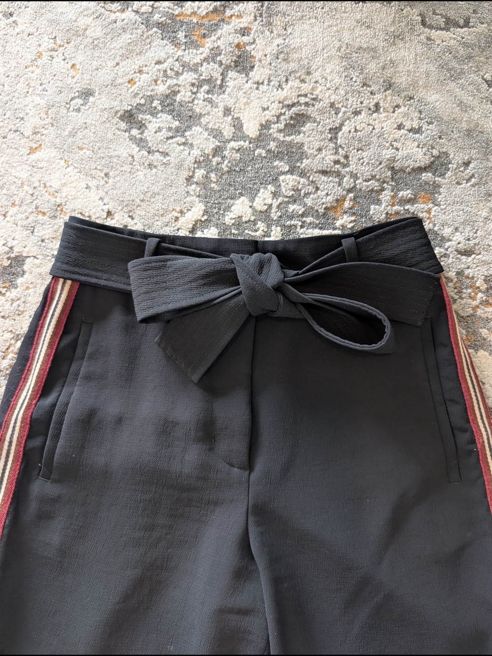 Wilfred Effortless Tie Pant with Burgundy & Cream Side Stripes - Picture 3 of 4